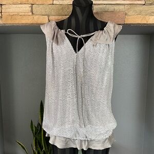 Sachin + Babi for Ankasa Silk Sequins Ruffle Party Top Metallic Event Gray XS
